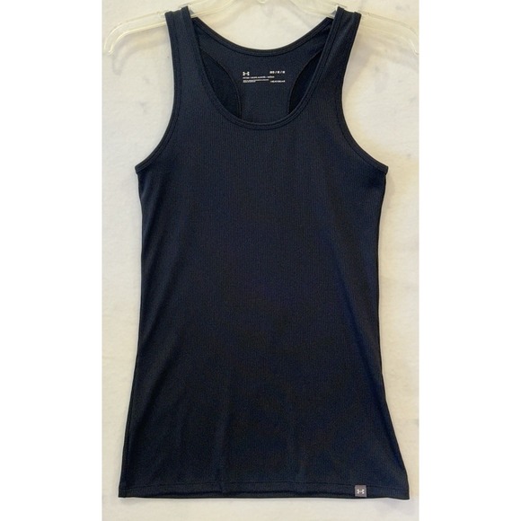 Under Armour Tops - Under Armour HeatGear Fitted Black Ribbed Tank Top Women's Sz Medium Stretch